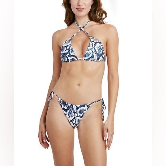 BCBGMaxAzria Snakeskin Printed Triangle Swim Set - Picture 1 of 11